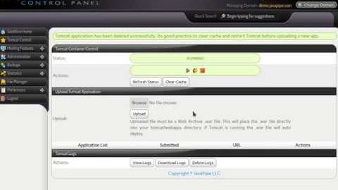 Java Hosting Control Panel at JavaPipe