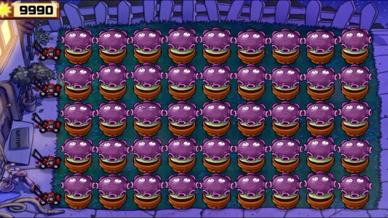 99 Gloom shroom vs All Zombies Gameplay || Plants vs Zombies Hack - YouTube