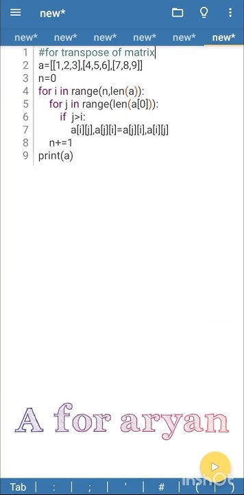 program in python for transpose of matrix - YouTube