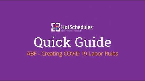 Activity-Based Forecasting - Creating COVID 19 Labor Rules