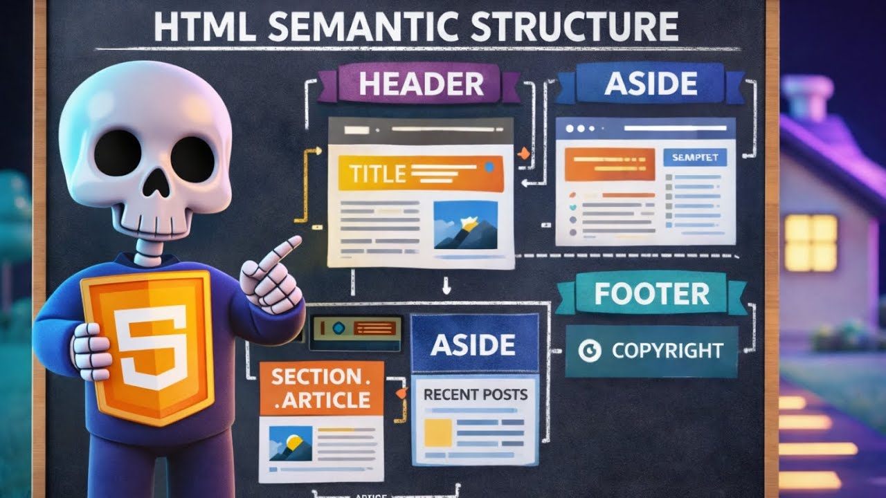  HTML Semantic Tags Explained Visually 🔥 | Header Main Section Article Aside Footer