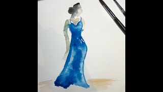 Frau  in Aquarell Frauensilhouette Silhouette  Tutorial Malkurs einfach malen zeichnen für Anfänger