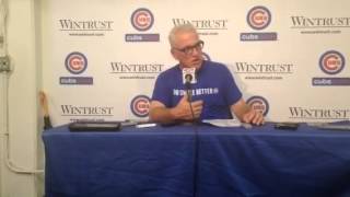 Cubs manager Joe Maddon on a key relay play at the plate vs. the Reds