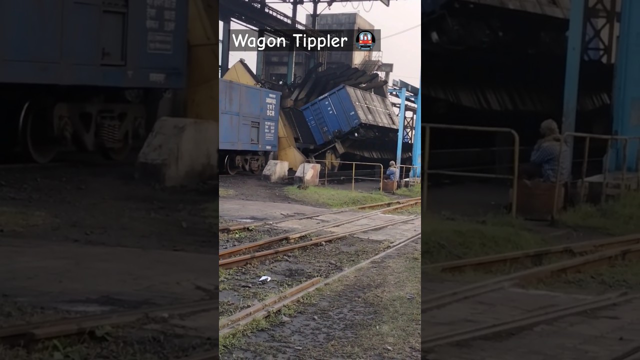 Wagon tippler 🚇unloading coal #wagontippler #coal #goodstrain #shorts