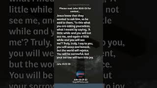 John 16:19-20, #scripture #dailyscripture #bibleverse #bible #gospel #gospelatthecore