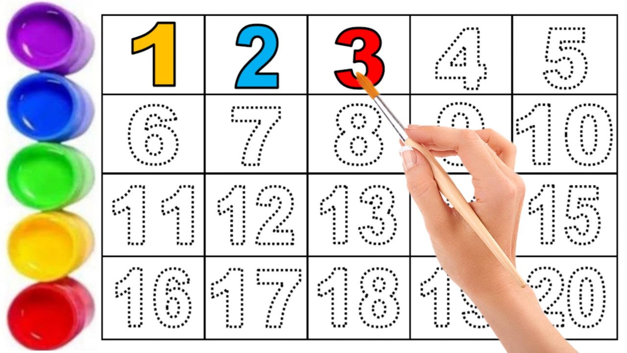 👉 🧠✨ 1–20 तक Numbers सीखें | Double Line Tracing ✍️ & Brush Colouring 🎨  Smart Kids Learning