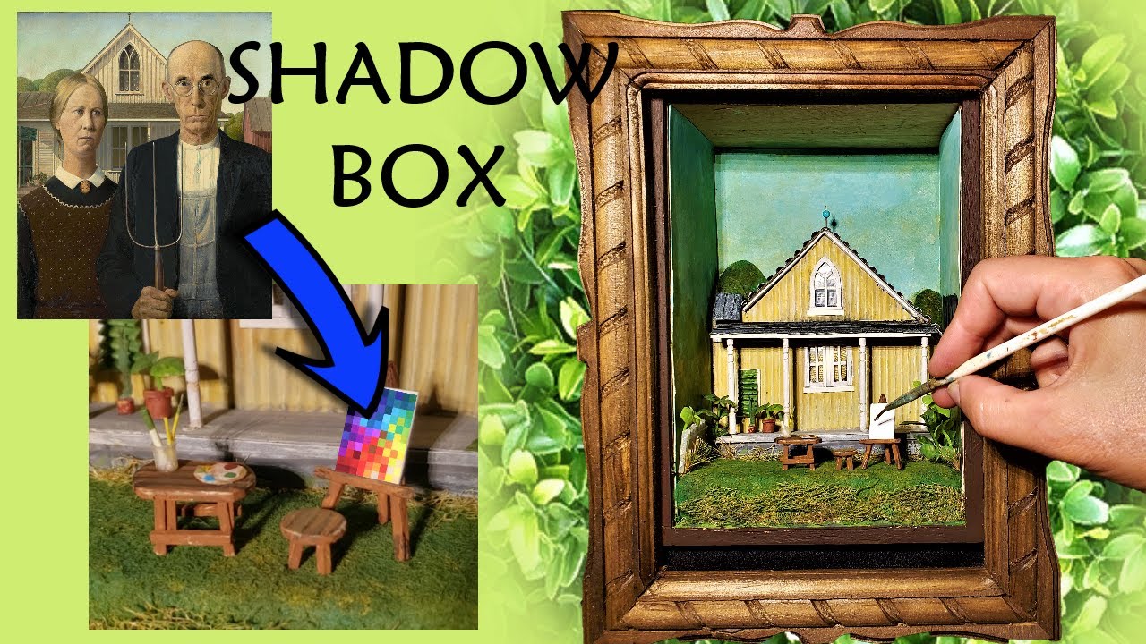 DIY Shadow Box  Diorama American Gothic House from Recycled Materials 