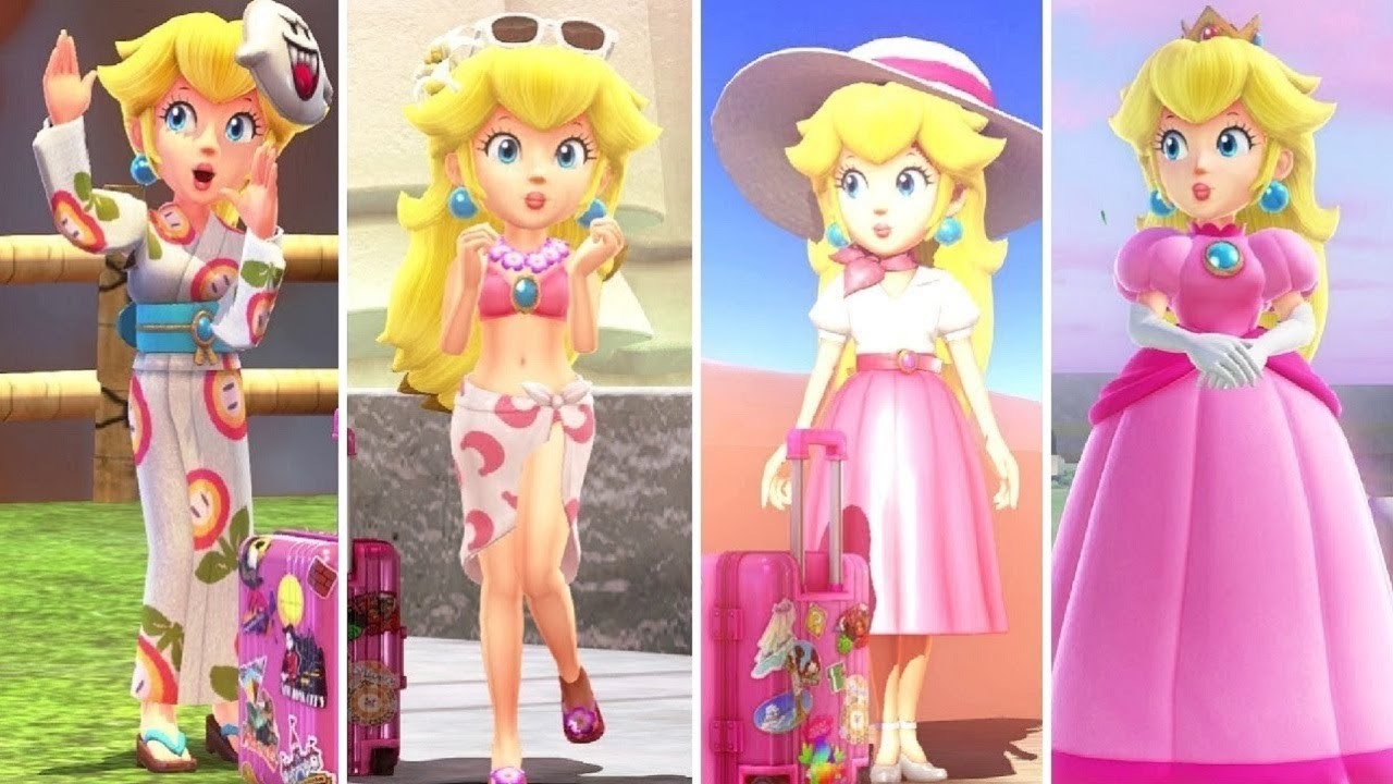 mario, super mario odyssey, princess peach, all outfits, mario bros, prince...