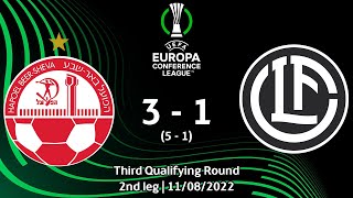 H Beer-Sheva Vs Lugano 3-1 Uefa Europa Conference League 2223 Third Qualifying Round 2Nd Leg