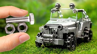 DIYの不用品で作った車 || ナットとボルトで作ったクールなクラフト