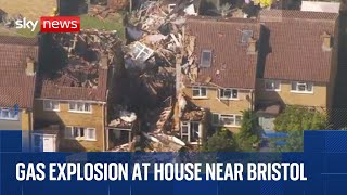 House destroyed after explosion with three people in hospital