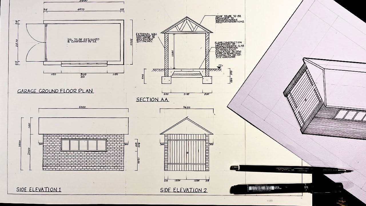 Hand Drawing A Garage Plan Technical Drawing For Architecture Maxresdefault