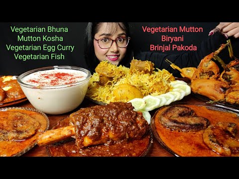 Eating Veg Mutton, Veg Egg, Veg Fish, Veg Mutton Biryani | Big Bites | Asmr Eating | Mukbang