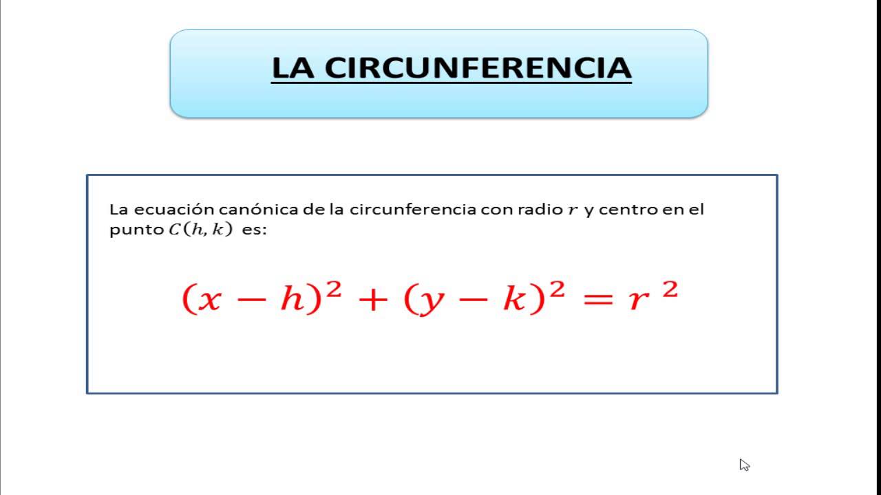 Ecuacion Canonica Circunferencia Concepto Youtube