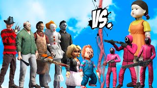 Squid Game vs Jason, Chucky, Tiffany, Pennywise, Leather Face, Michael Myers, Freddy Crueger