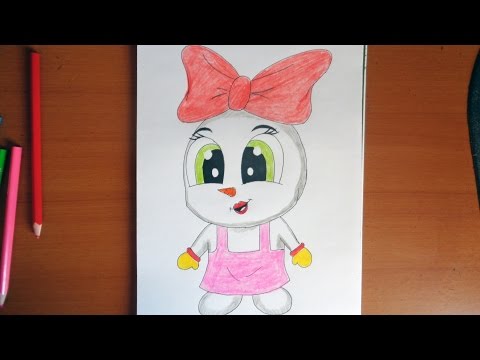 How to draw Cute Snow Girl, Snowman, Christmas stuff, pictures