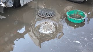 Draining flooded parking lot