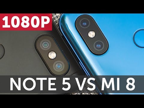 Xiaomi Redmi Note 5 vs Xiaomi Mi 8 1080P 30FPS сравнение видео (Video Compare)