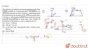 Two particles A and B projected simultaneously from a point situated on a horizontal