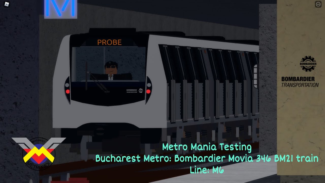 Metro Mania Testing - ROBLOX - Bombardier Movia 346 BM21 train on line M6 (Fictive) - Spotting