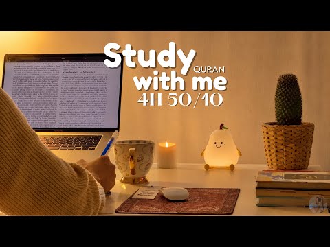 4-Hour Study With Me | Quran recitation | Study with me quran | pomodoro 50/10 | With Anwar