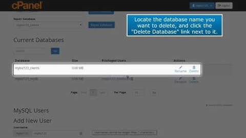 cPanel MySQL 3 How to delete a MySQL database