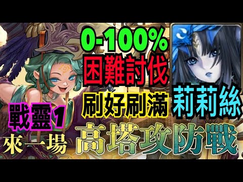 【神魔之塔】莉莉絲『討伐戰1-20通關』戰靈1討伐100%打法！刷好刷滿拿龍刻！【來一局高塔攻防戰】【困難】【鴉首掌控·哈帕斯】【奶茶】