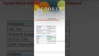 #Shorts | Excel Partial Match with XLOOKUP | Using Wildcard