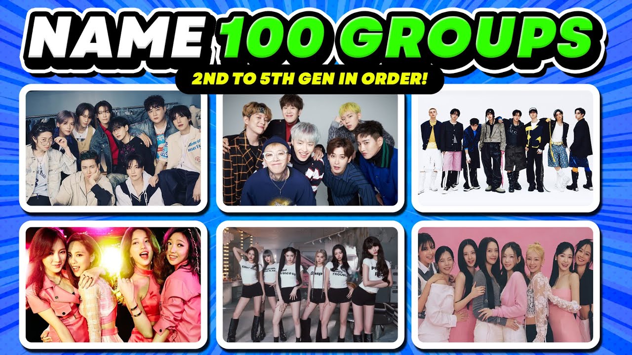 GUESS 100 KPOP GROUPS  2ND - 5TH GEN in order 🤯 | Kpop Quiz