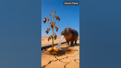 A hippopotamus saved a potato plant from drying out by watering it 😭 #ai #tree #save #water