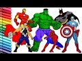 Draw and Color THE AVENGERS Superheroes Color Pages Iron Man Bat Man Captain America Hulk Spider Man