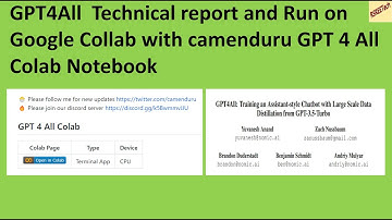 GPT4All  Technical report and Run on Google Collab with camenduru GPT 4 All Colab Notebook