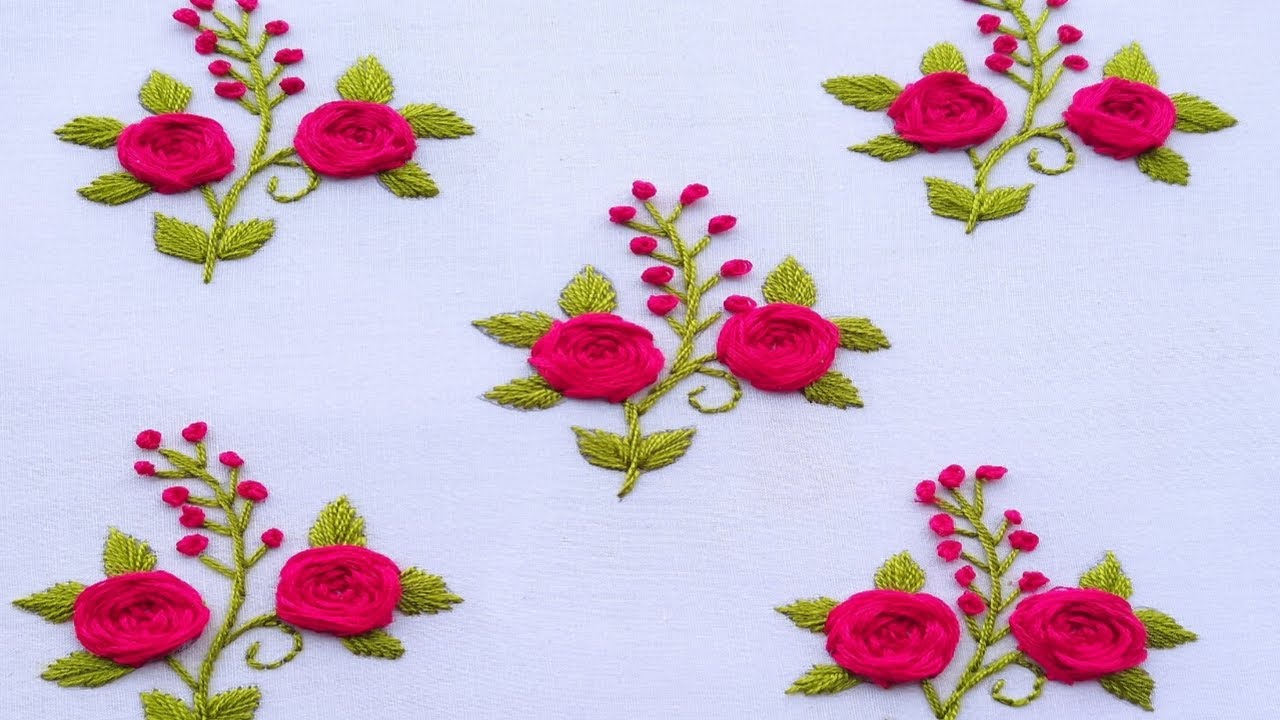Beautiful flower embroidery all over stitch || sari/kamiz /baby frock all over embroidery design