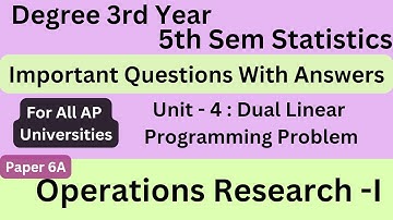 Degree 5th sem statistics paper 6A #operations_research_1 unit-4 important questions with answers