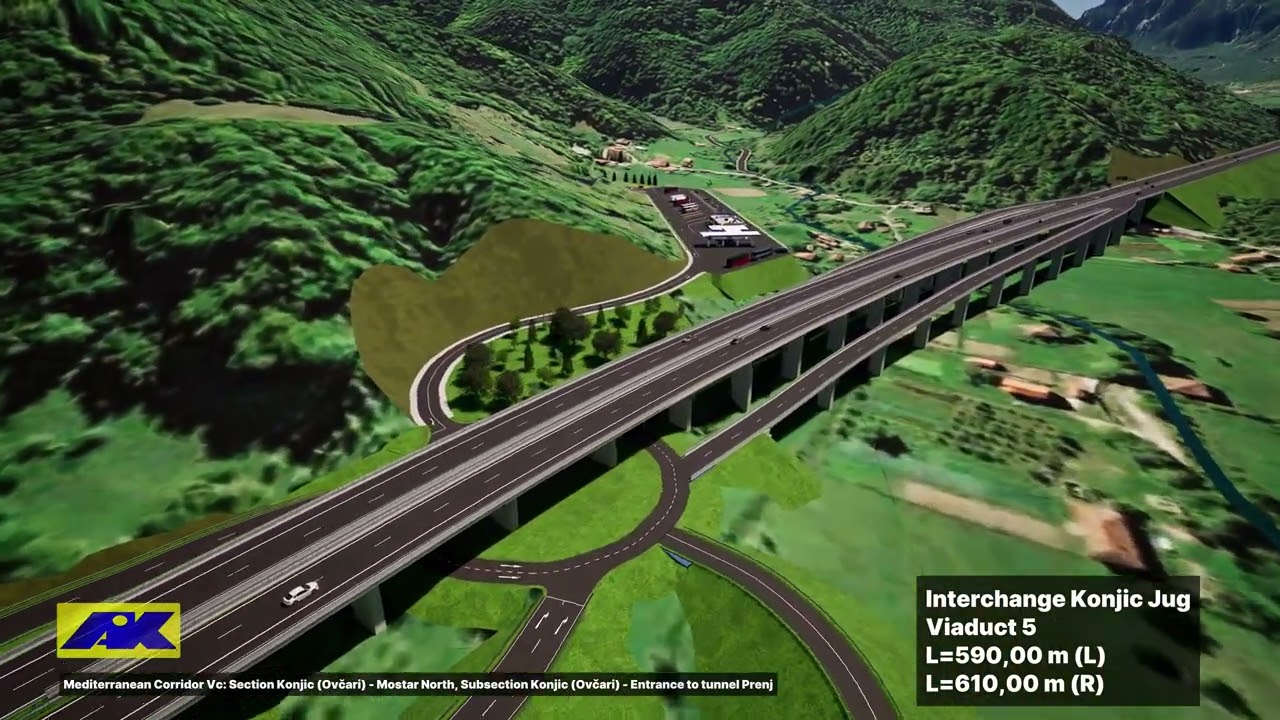 Vizualizacija dionice autoceste Ovčari - ulaz tunel Prenj