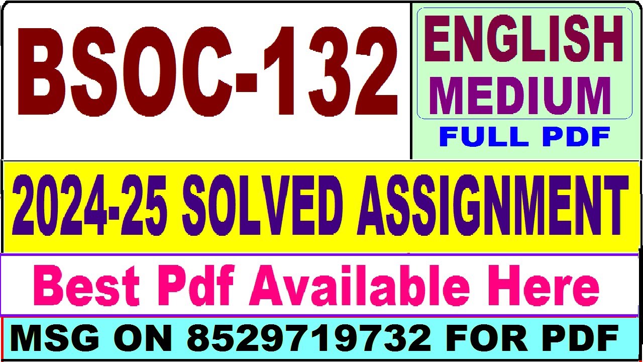 BSOC 132 solved assignment 2024-25 || bsoc 132 solved assignment 2025 in English || ignou bsoc132