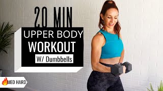 20 MIN TOTAL UPPER BODY WORKOUT with DUMBBELLS | GET STRONG &amp; TONED ARMS, CHEST, &amp; BACK