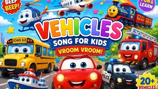 🚗 Vroom Vroom Vehicles Song for Kids | Fun Nursery Rhyme🚂 Vehicles Song