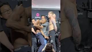 Michael Venom Page meets Sam Patterson before their fight at UFC London