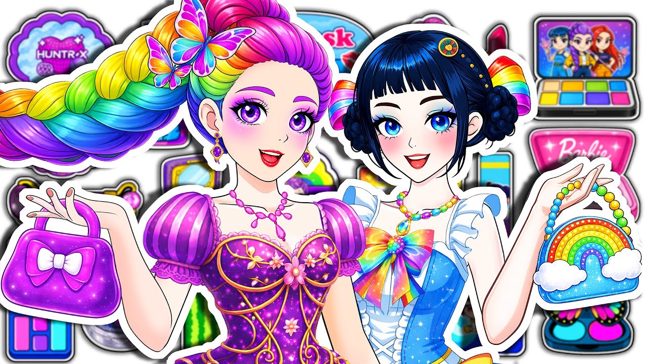 💖Paper DIY💖KPOP DEMON HUNTERS RUMI Zoey Colorful Hair +Skincare +Makeup+Fashion Blind Bag Unboxing 5