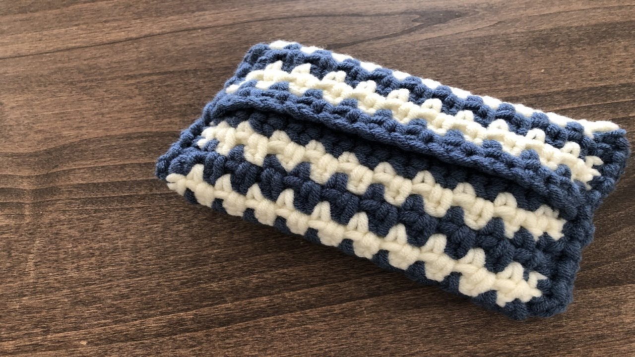 簡単に可愛い柄 ティッシュケース編んでみました Simple Cute Pattern Knitting Youtube