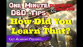 D&D Player Tip How Did You Learn That Dungeons and Dragons