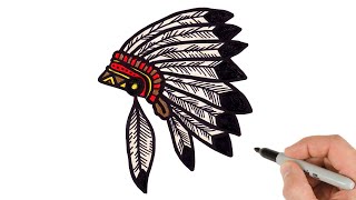 How to Draw Indian Headdress or War Bonnet