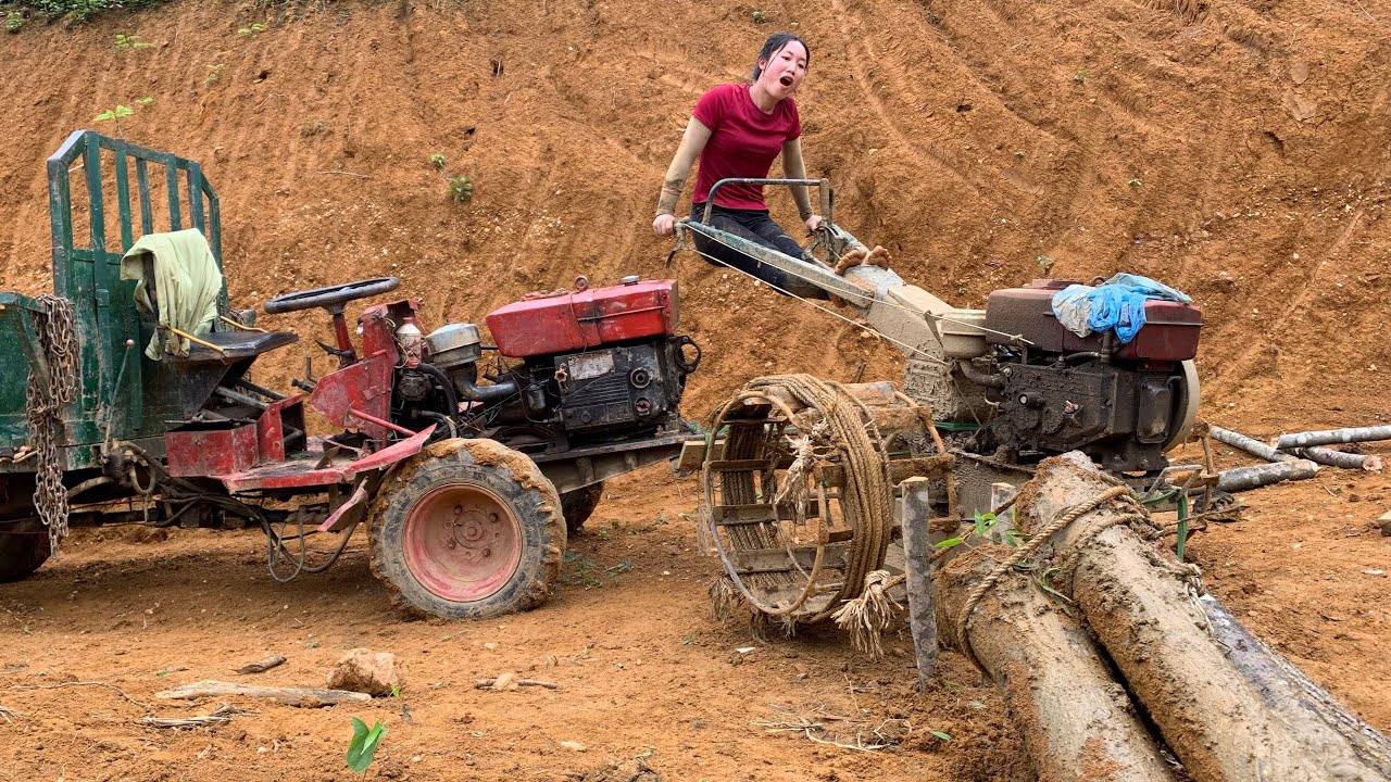 Agricultural vehicles for logging, rural people's wood pulling skills