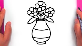 Cum se Deseneaza o VAZA cu FLORI de PRIMAVARA 🌼 Glastra cu Flori Desenata si Colorata 🌼 HOW TO DRAW
