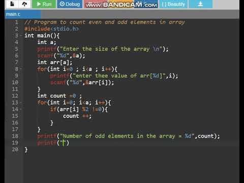 #C Program to count even and odd elements in the array - YouTube