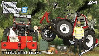 MUDDY MESS - Winching LOGS from FOREST in ALPS | Tyrolean Alps | Farming Simulator 22 | Episode 4