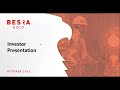 InvestorStream Webinar Series Besra Gold Limited ASX BEZ Investor Webinar October 26 2021