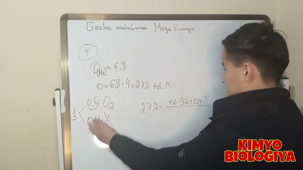 Gazlar aralashmasi. 41-masala. Mega kimyo to'plami. O'rtacha molekulyar massa. Hajmiy va Massa ulush
