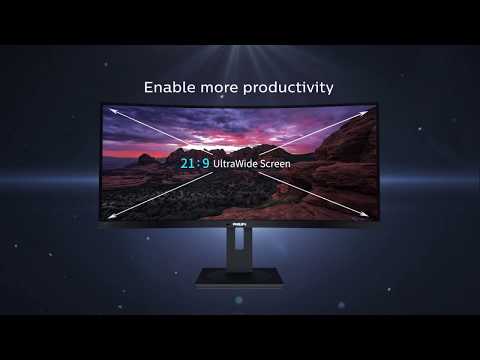 Philips B-Line 346B1C Ultrawide VA Curved Monitor 34" QHD 3440x1440 με Χρόνο Απόκρισης 5ms GTG